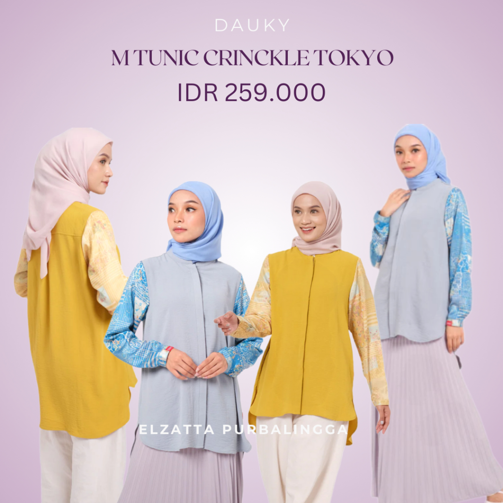 Dauky M Tunic Crinckle Tokyo Atasan Tunik Wanita Bahan Poly Rayon Mix Crinkle