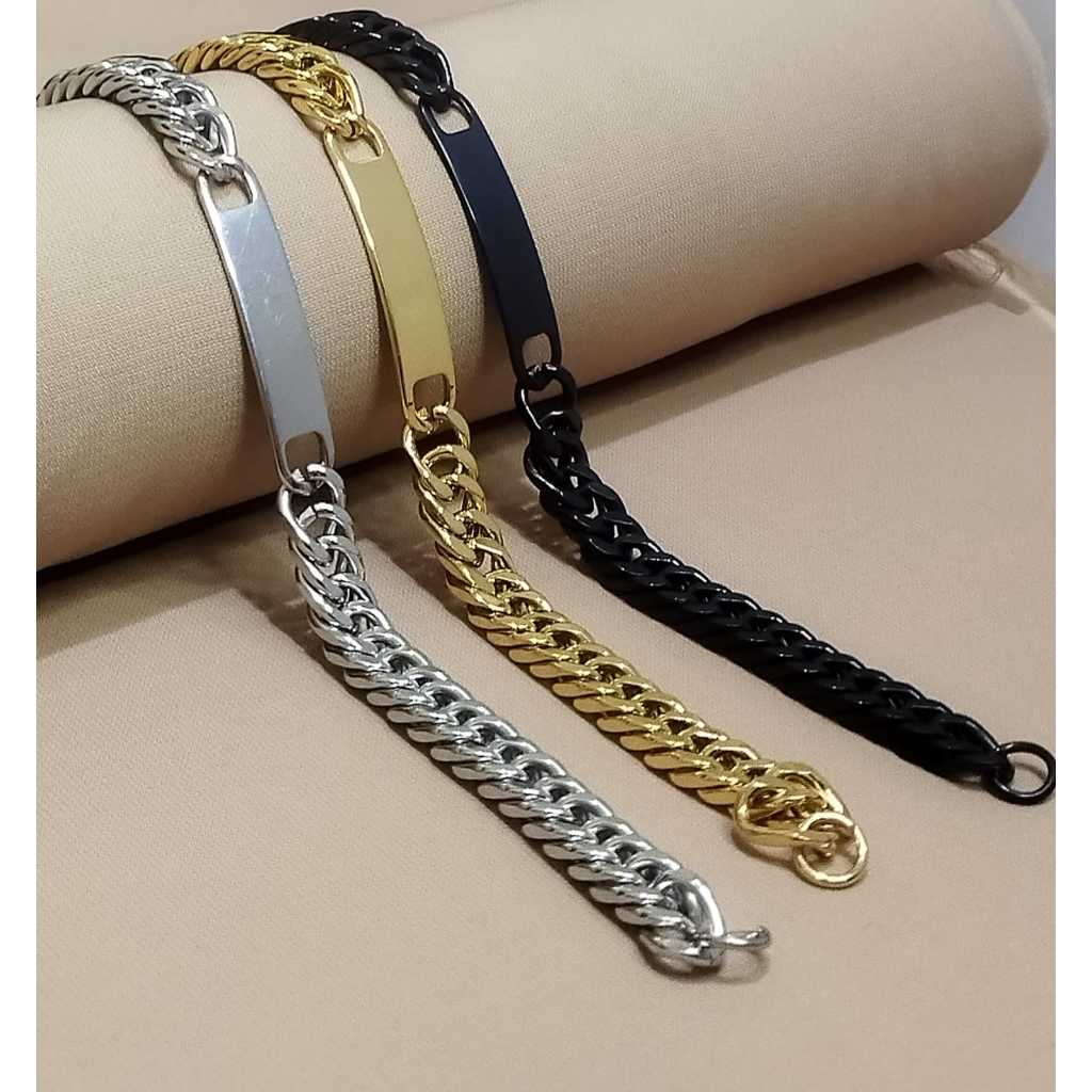 Gelang rantai plat titanium pria anti karat