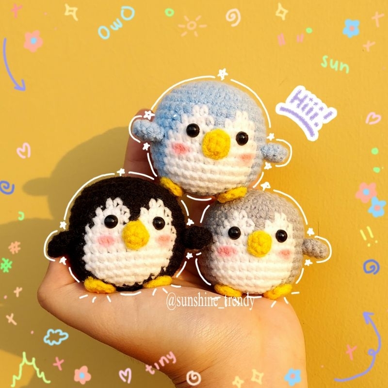 Amigurumi Pinguin Keychain | gantungan rajut pinguin