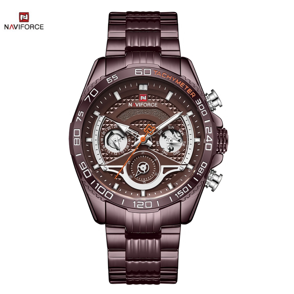Jam Tangan Analog Pria Naviforce NF9185 MCBROBO - Brown - Stainless Steel