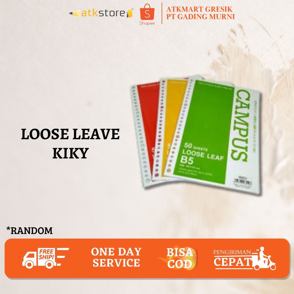 

LOOSE LEAF KIKY CAMPUS B5 - 100 SHEETS / LEMBAR