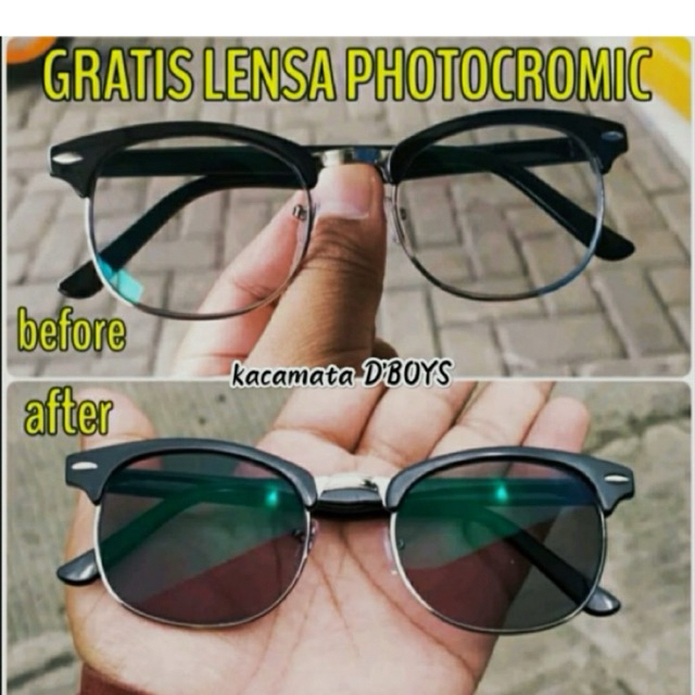 KACAMATA CLUBMASTER LENSA NORMAL MINUS CYL PHOTOCROMIK