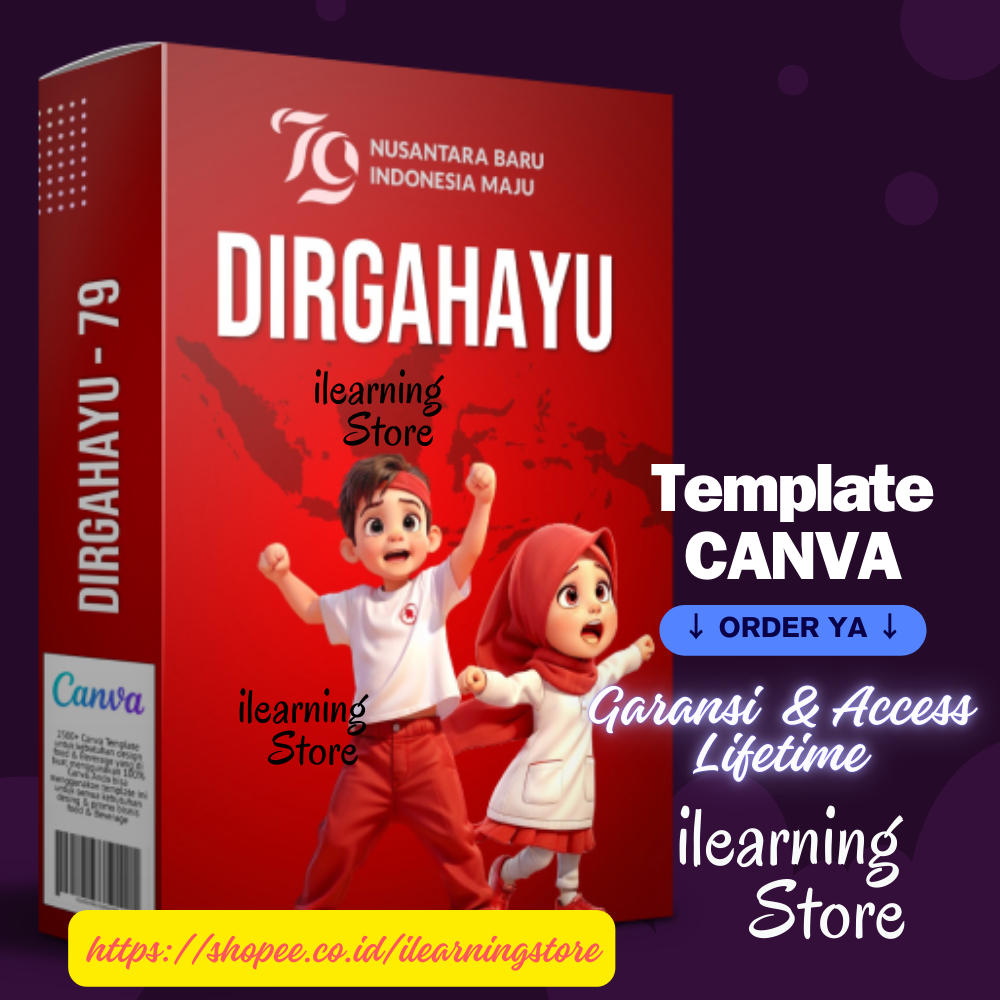 [CANVA 08] Template CANVA DIRGAHAYU KEMERDEKAAN HUT RI 79 (2024) + BONUS PPT TEMA KEMERDEKAAN