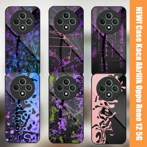 Softcase Glass Kaca OPPO RENO 12F Casing Handphone OPPO RENO 12F Silikon Pelindung Hp OPPO