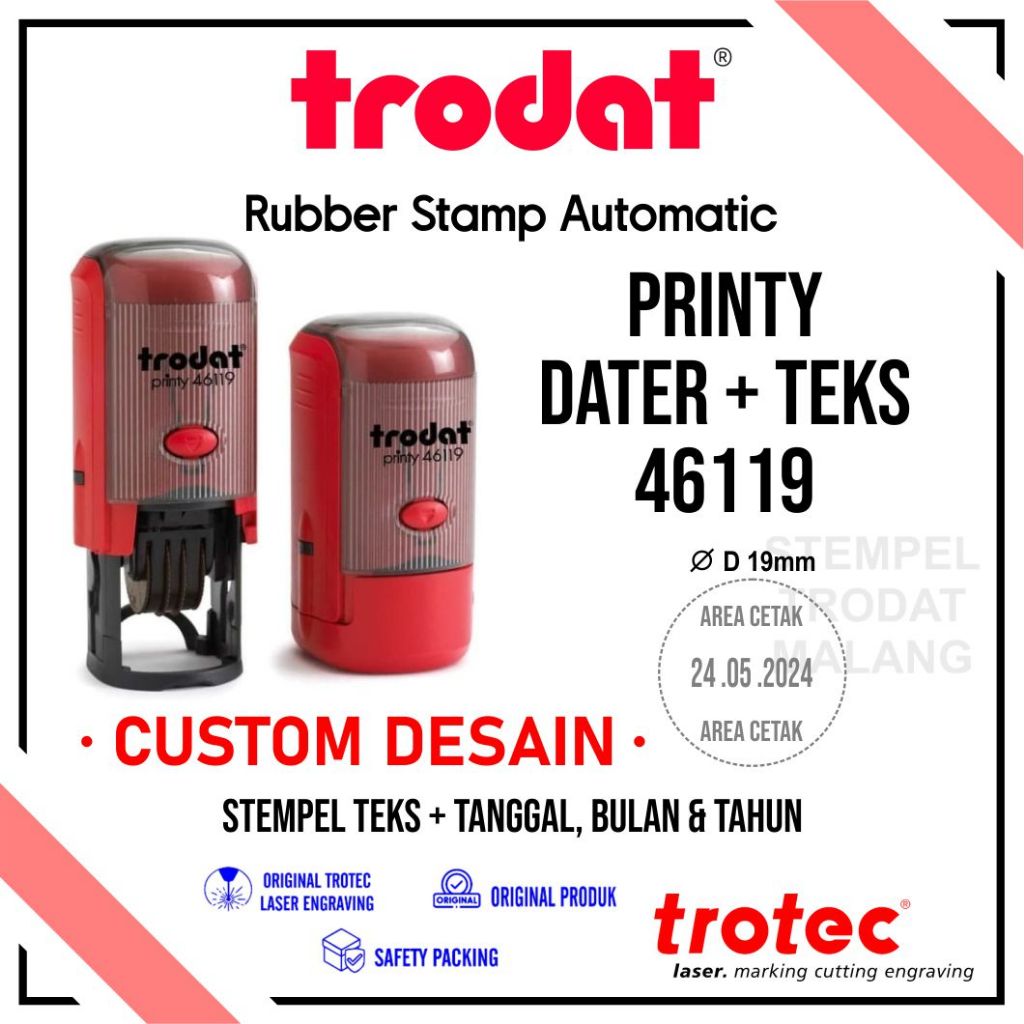 

Stempel Trodat 46119 bulat ( 19mm) Stempel text + tanggal bulan tahun