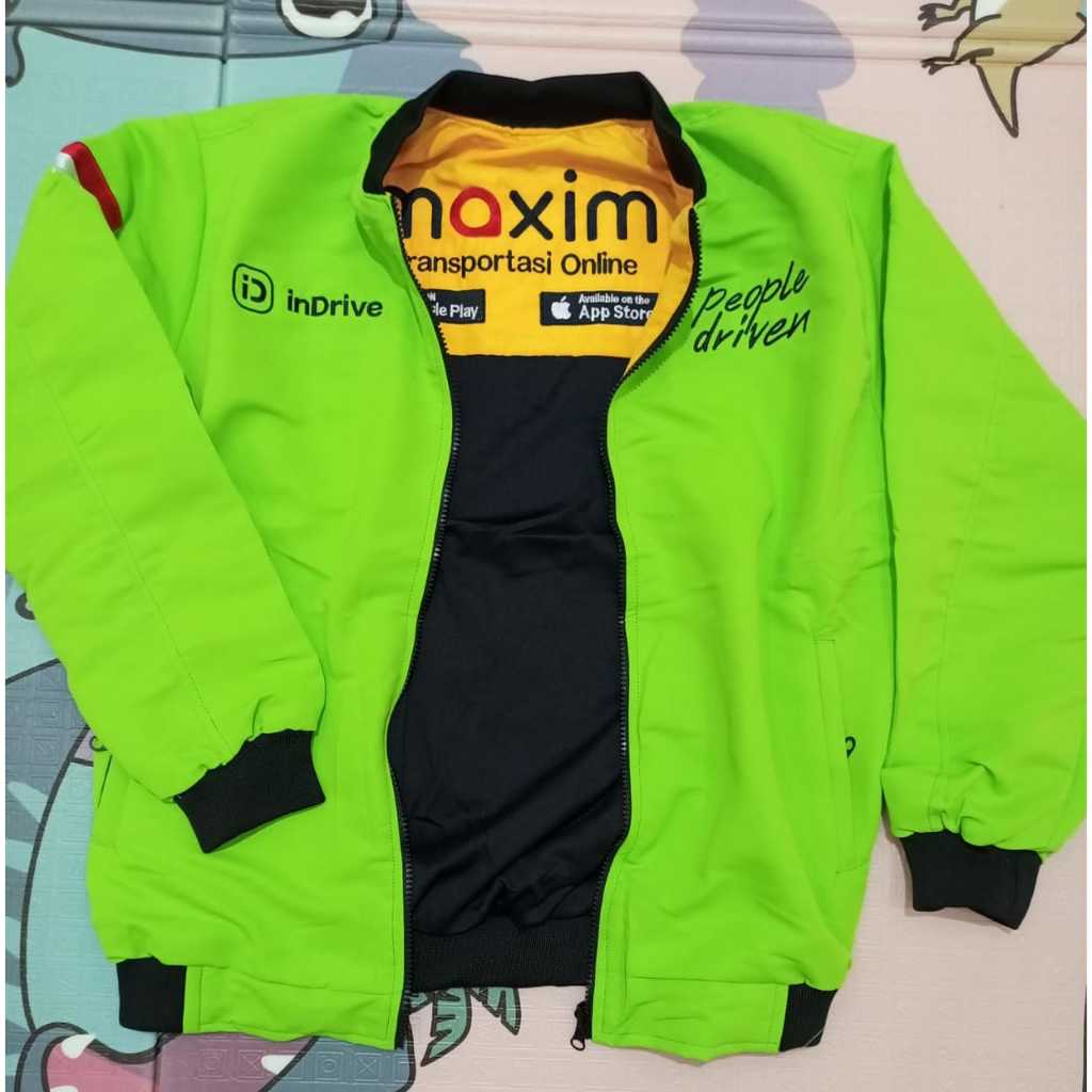 JAKET MAXIM BOLAK BALIK INDRIVER READY SIZE 4XL // JAKET MAXIM HITAM// JAKET INDRIVER HIJAU KEREN //