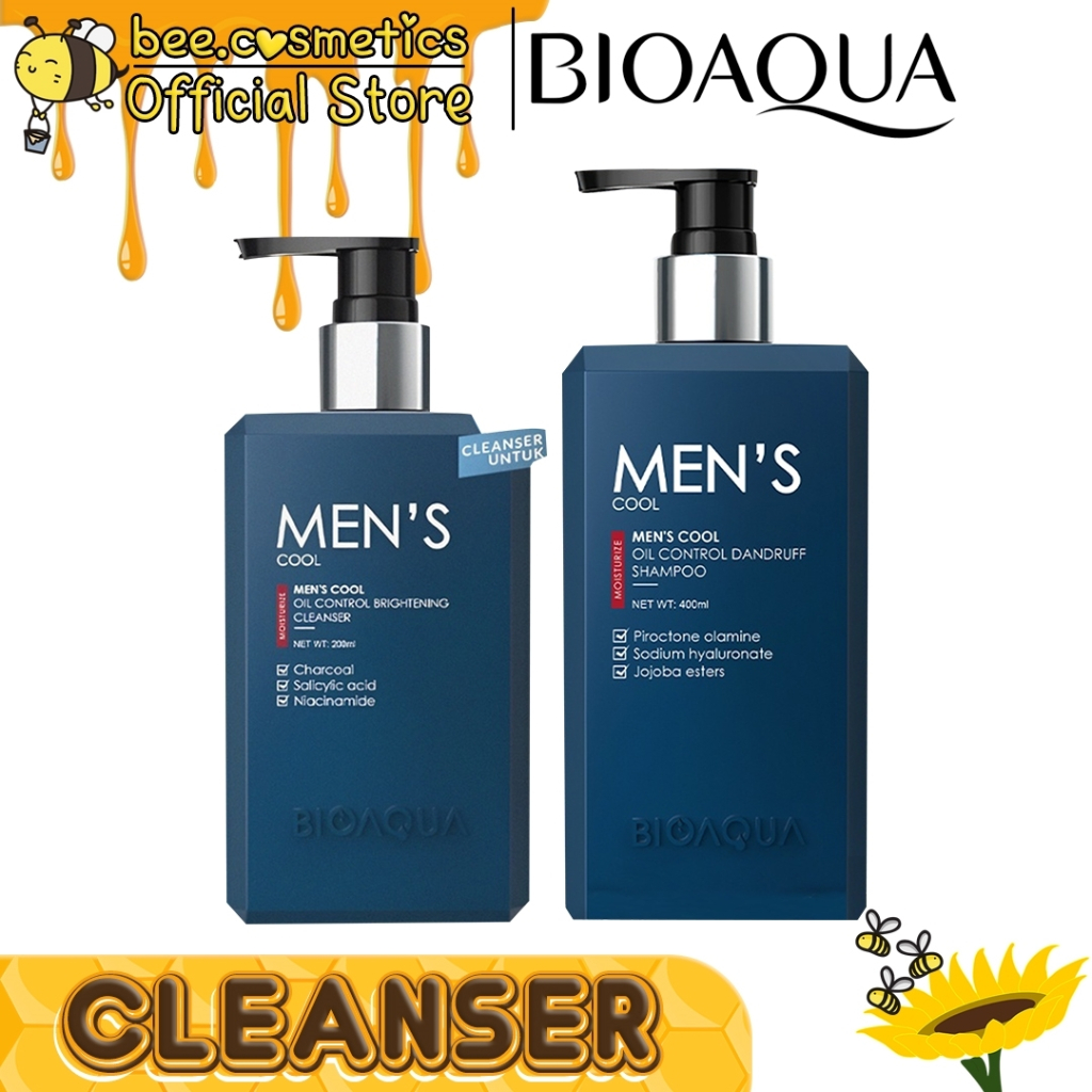 BIOAQUA MEN'S SKINCARE SERIES ( CLEANSER OIL CONTROL 200ML / SHAMPOO DANDRUF 400ML )