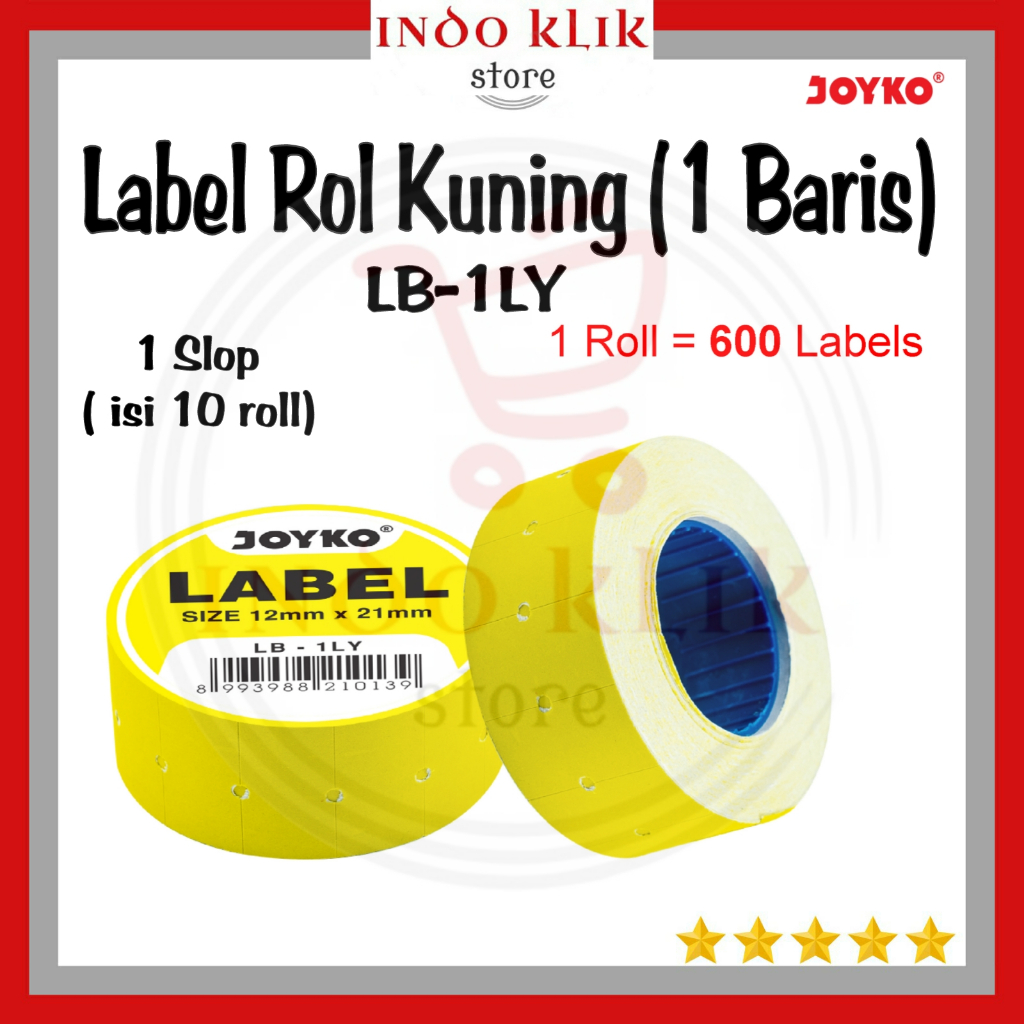 

Kertas Label Roll 1 Baris LB 1LY Kuning Joyko Isi 10 Roll @ 600 Label / Price Label 1 Line Yellow LB-1LY