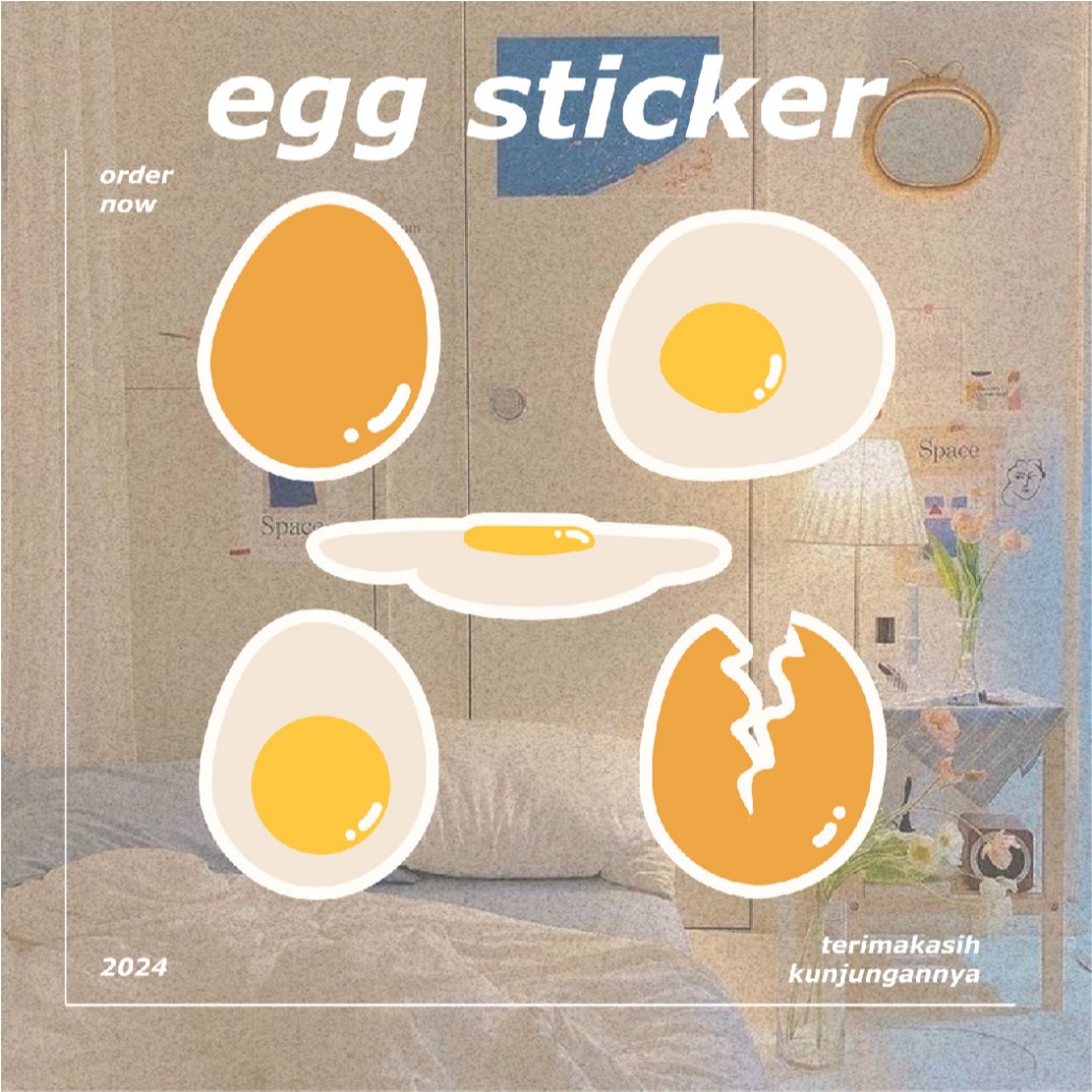 

egg sticker | stiker telur| die cut sticker | 1 set 5 pcs