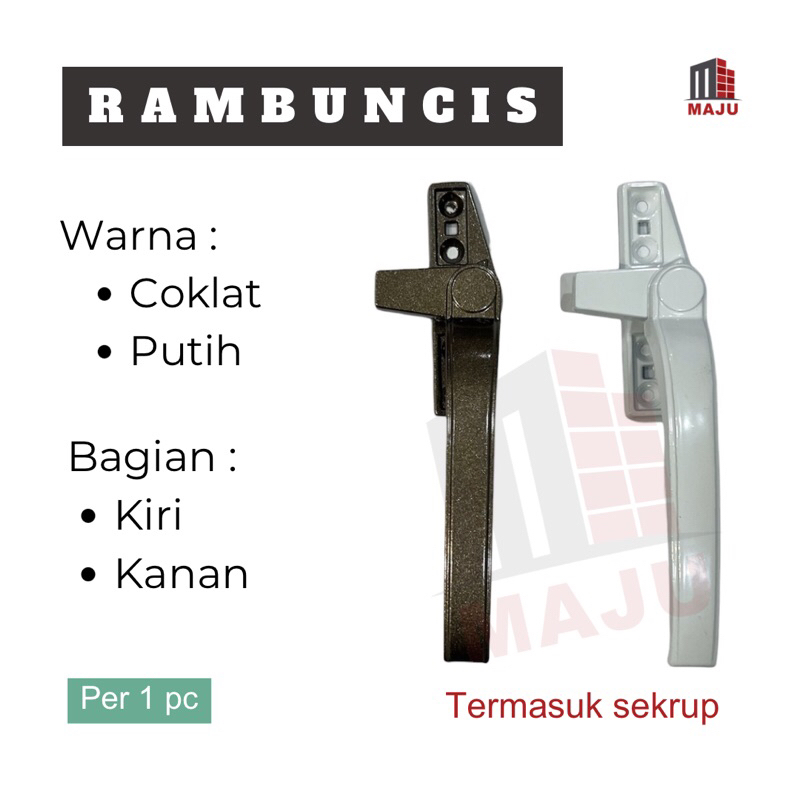 Rambuncis Grendel Handle Jendela Aluminium / Pengunci Frame Jendela Aluminium