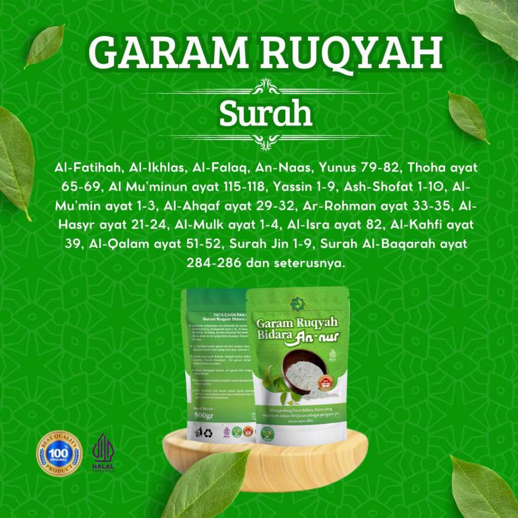 

Garam Bidara An-Nur Asli 200 Gram Mencegah Sihir Kiriman Ilmu Hitam