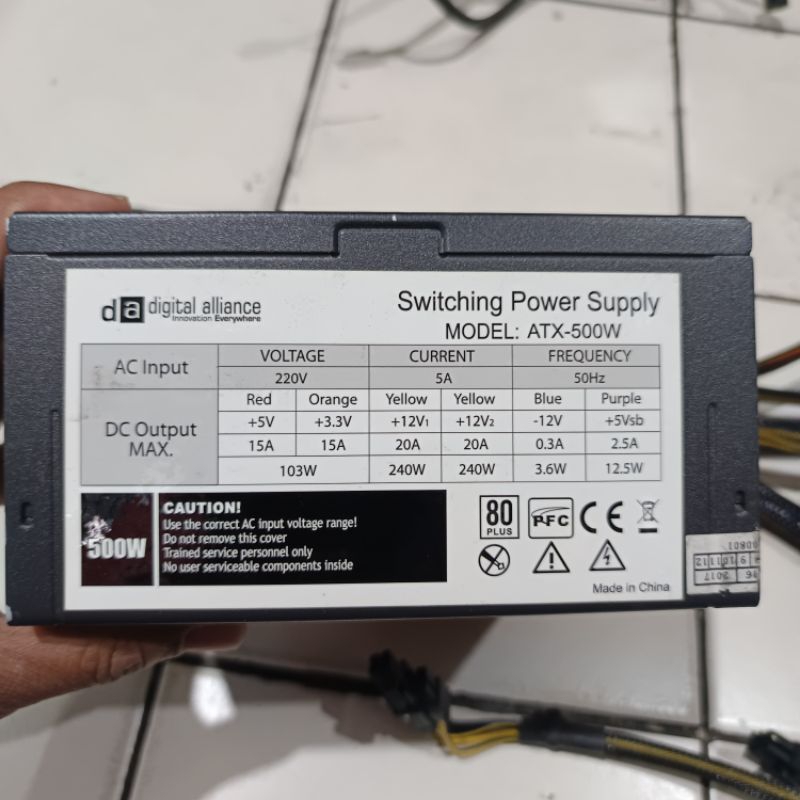 power supply PSU 500watt pure gaming Digital Alliance DA 6 8 pin vga mulus like new