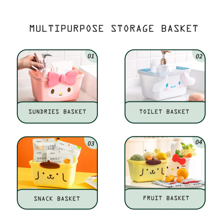 Keranjang serbaguna ORI MINISO sanrio Cinnamoroll Melody Hello Kitty Pompompurin anak dewasa koleksi