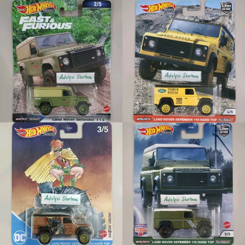 hotwheels hot wheels premium land rover defender 110 hard top edisi british horse power wild terrain