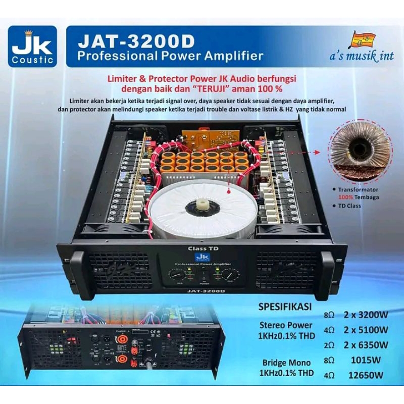 power amplifier JK coustic class TD type JAT 3200D