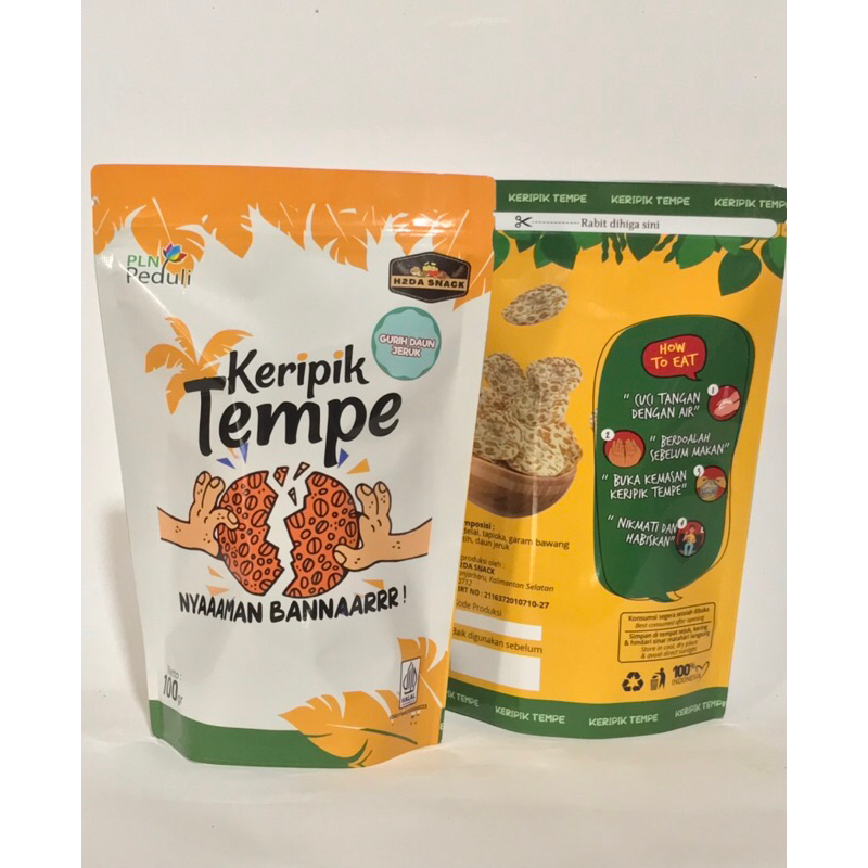 

Snack h2da keripik tempe balado dan gurih daun jeruk renyah halal