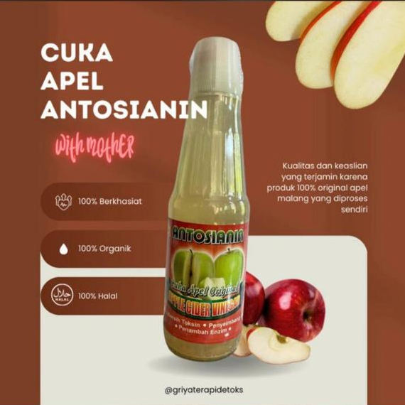 

Cuka Apel Madu 350 ml Antosianin Apple Cider Vinegar pembersih toksin penyeimbang ph
