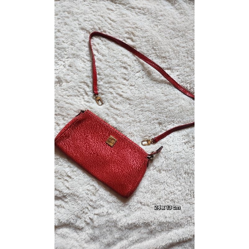 Ready Stock Sling Bag Tas Kulit Saviano Sisley Merah Red Tali Pengganti