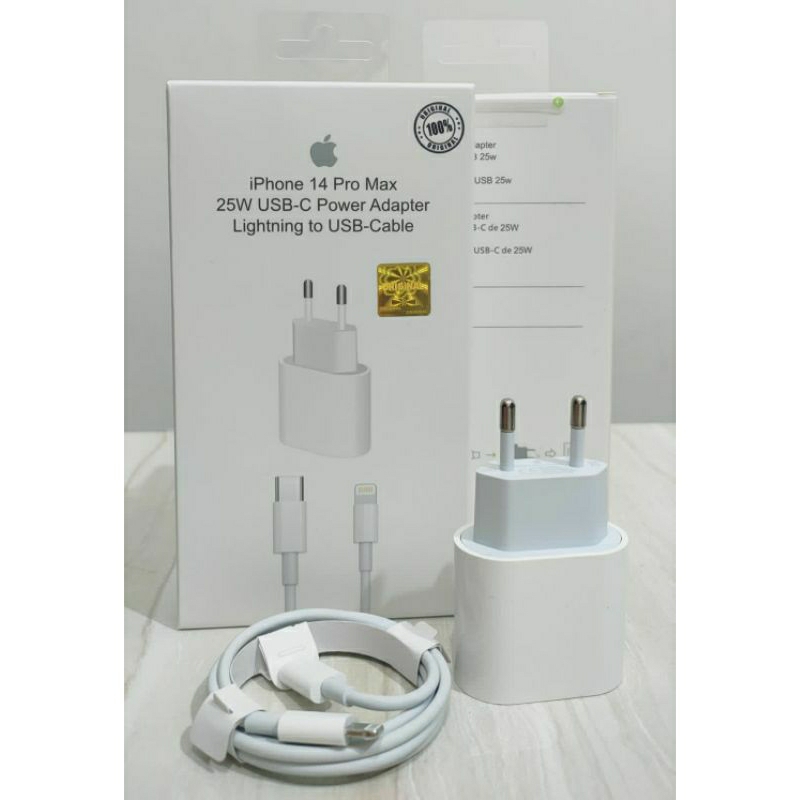 CHARGER CASAN 25WATT IPHONE 14 PRO MAX C TO LIGHTNING ORIGINAL FAST CHARGING USB C / KEPALA CASAN AD