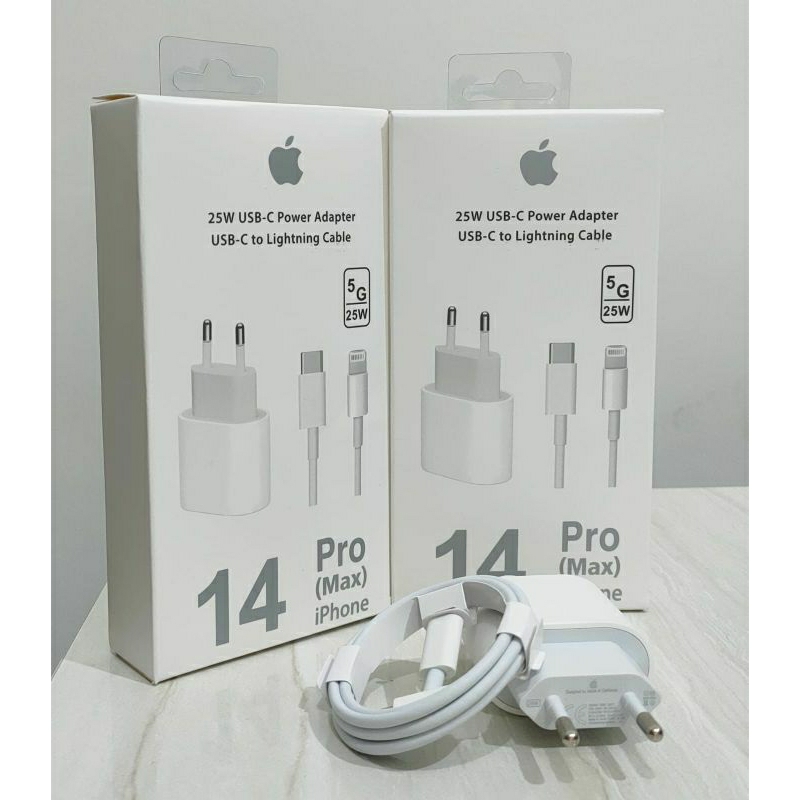 CHARGER CASAN 25WATT IPHONE 14 PRO MAX C TO LIGHTNING ORIGINAL FAST CHARGING USB C / KEPALA CASAN AD