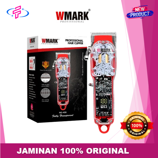 Clipper Wmark NG409 / Alat Cukur Rambut / Professional Rechargeable Hair Clipper Transparan