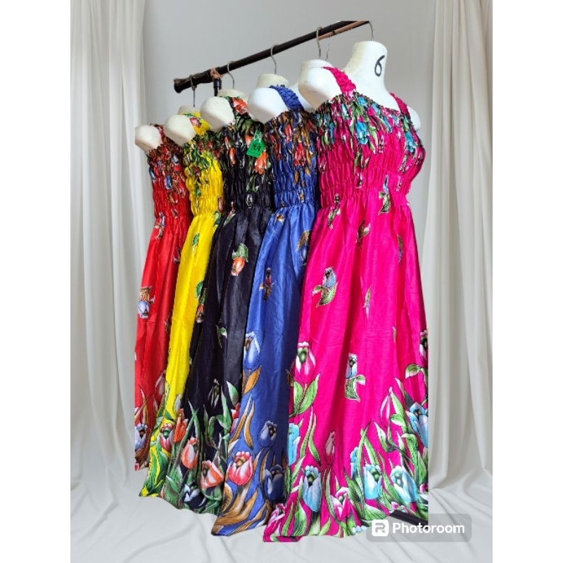 daster kerut dada rayon motif bunga tulip/yukensi rayon