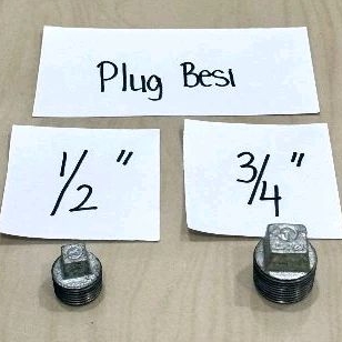 Plug besi galvanis 1/2" tutup dop besi 0.5" sambungan pipa galvaniz 1/2 inchi
