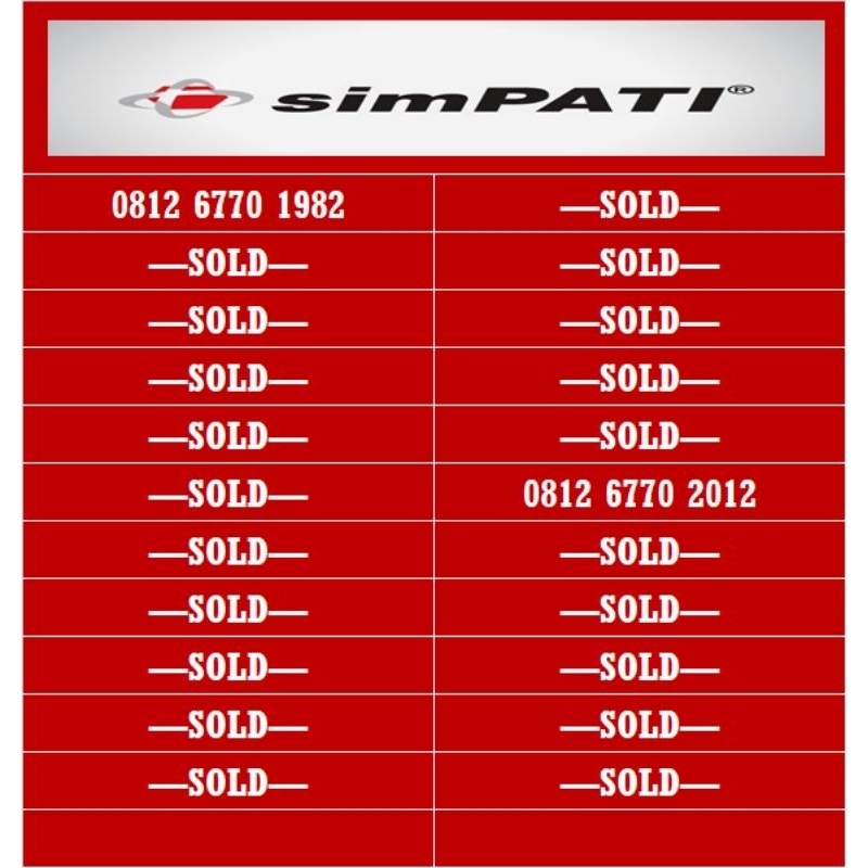 nomor cantik simpati telkomsel 4G 08** 6770 1982, 2012