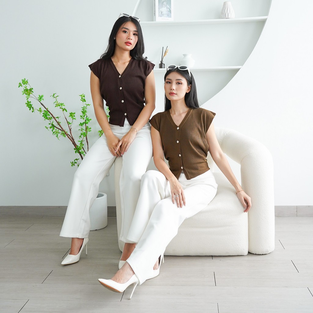 Vest Rajut Vimel / Knit Top Vest/Baju wanita rajut