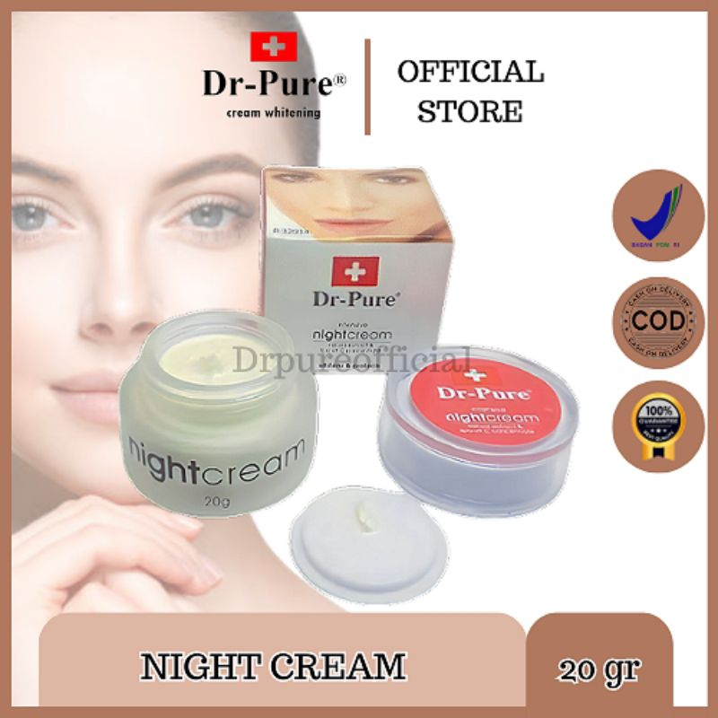 YASMIN-DR PURE NIGHT CREAM WHITENING KRIM MALAM DR PURE DRPURE BPOM