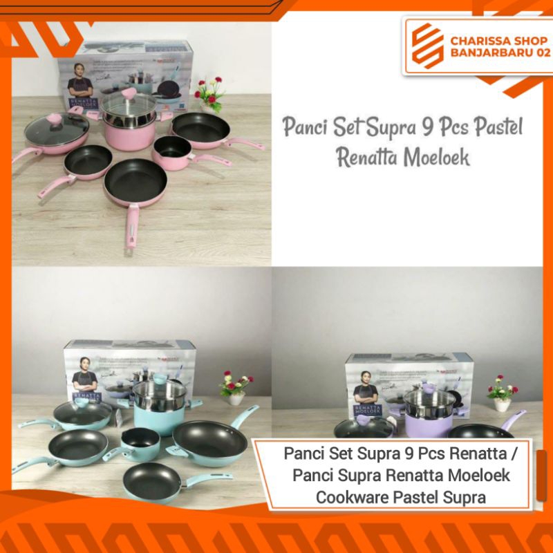 Panci Set Supra 9 Pcs Renatta / Panci Supra Renatta Moeloek Cookware Pastel Supra
