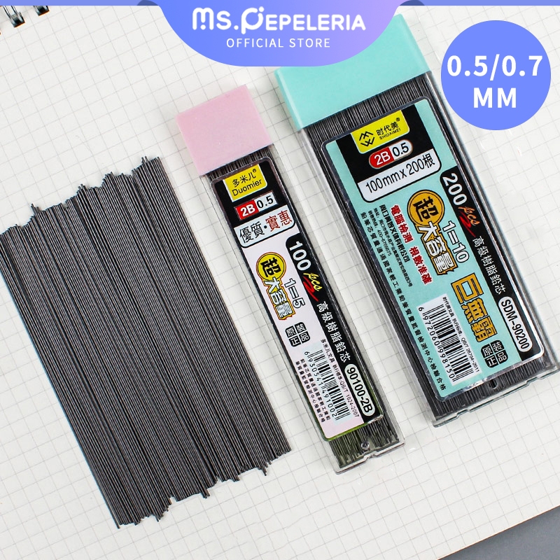 

Isi Pensil Mekanik / Mechanical Pencil Lead HB 2B 0.5MM 0.7MM 100pcs/200PCS pensil refill-Ms.Pepeleria