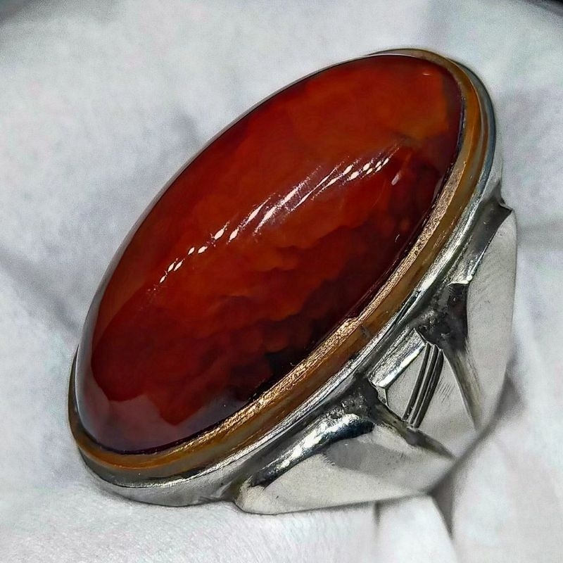 Cincin batu akik asli pandan merah lumer natural (asli alam)