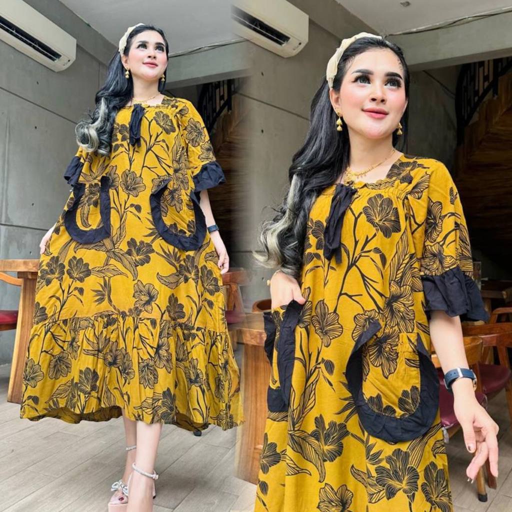 DRESS LALISA DASTER RAYON JUMBO DASTER PANJANG  DASTER REMPEL RAYON PREMIUM