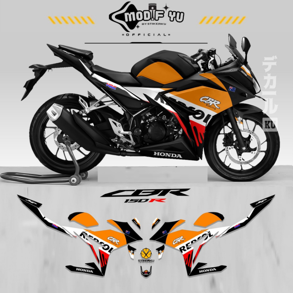 STRIPING CBR 150R FACELIFT / EDISI REPSOL / SEMIFULL / STOCK DECAL / 150 R / K45G / REPSOL 1 / MODIF