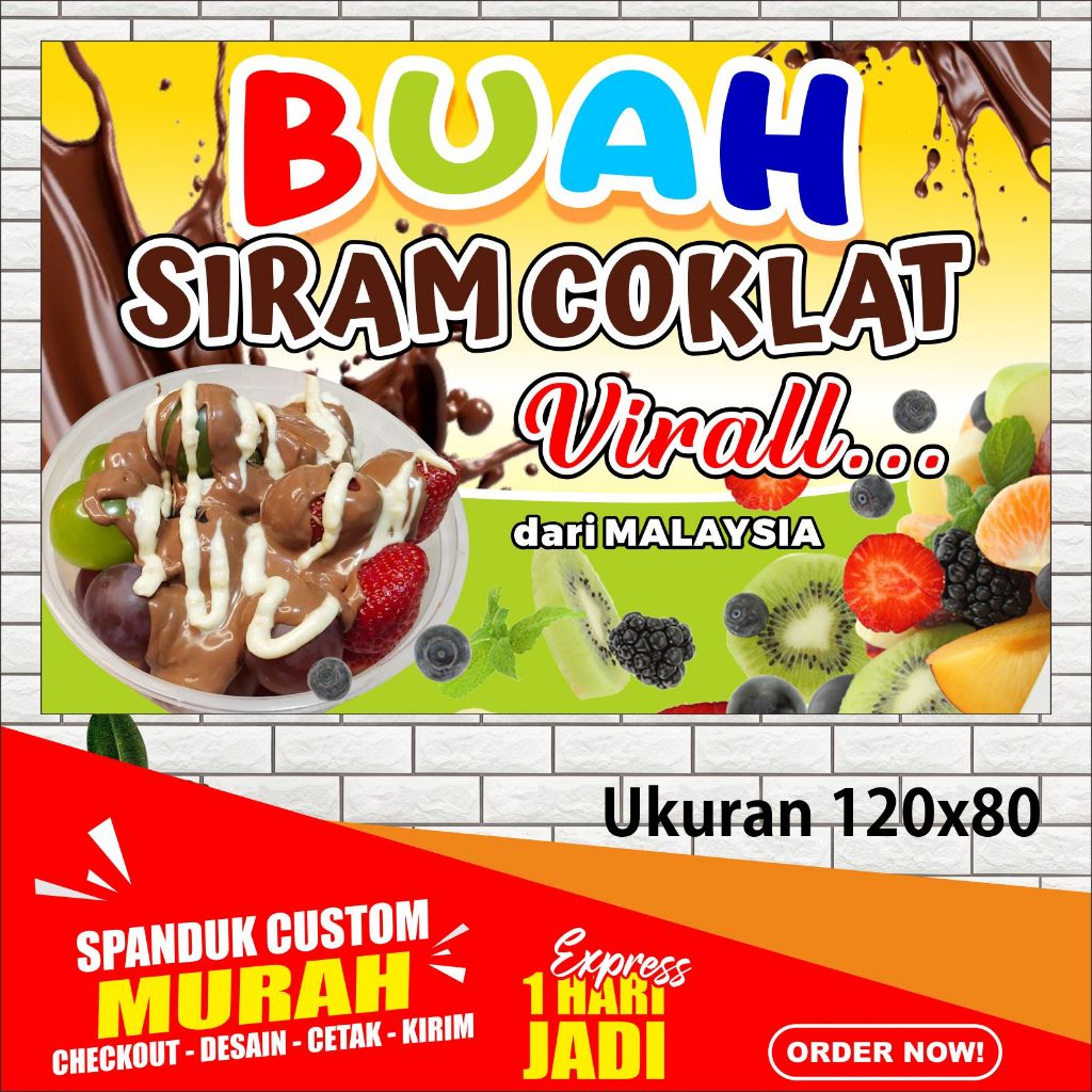 Banner BUAH SIRAM COKLAT, Spanduk BUAH SIRAM COKLAT, ukuran 120x80 cm, COD. Banner BUAH SIRAM COKLAT