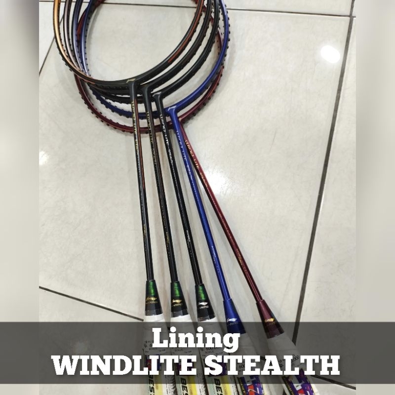 raket badminton Lining Windlite Stealth original bonus senar tas serut