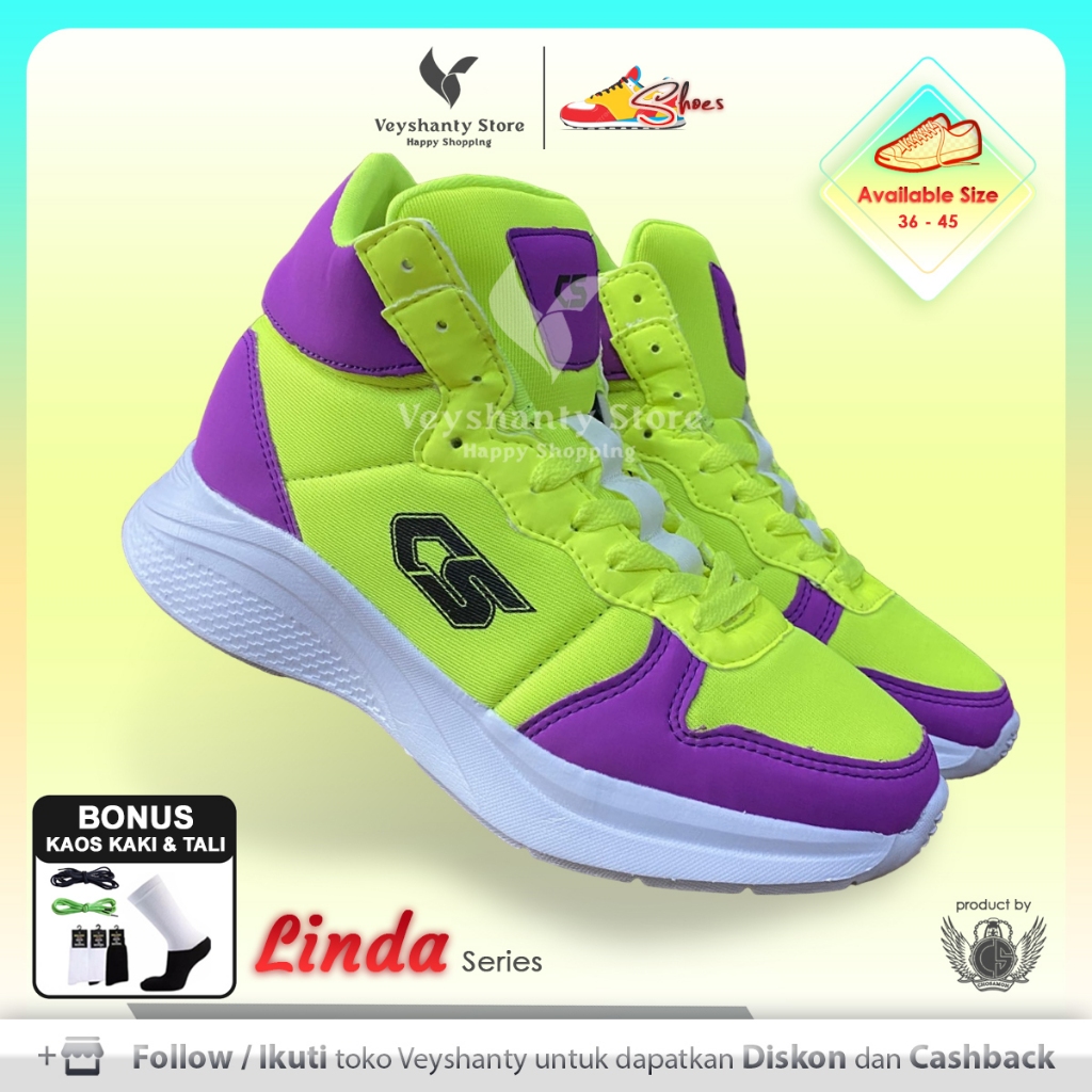 [VEYSHANTY] Sepatu Pria Wanita CS Linda Premium Quality - Warna Stabilo Ungu | Casual | Sport | Fash