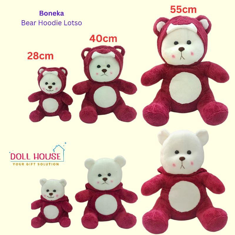 Boneka Beruang Hoodie Lotso / Boneka Beruang Cosplay Lotso / Boneka Bear Hoodie Lotso / Boneka Berua