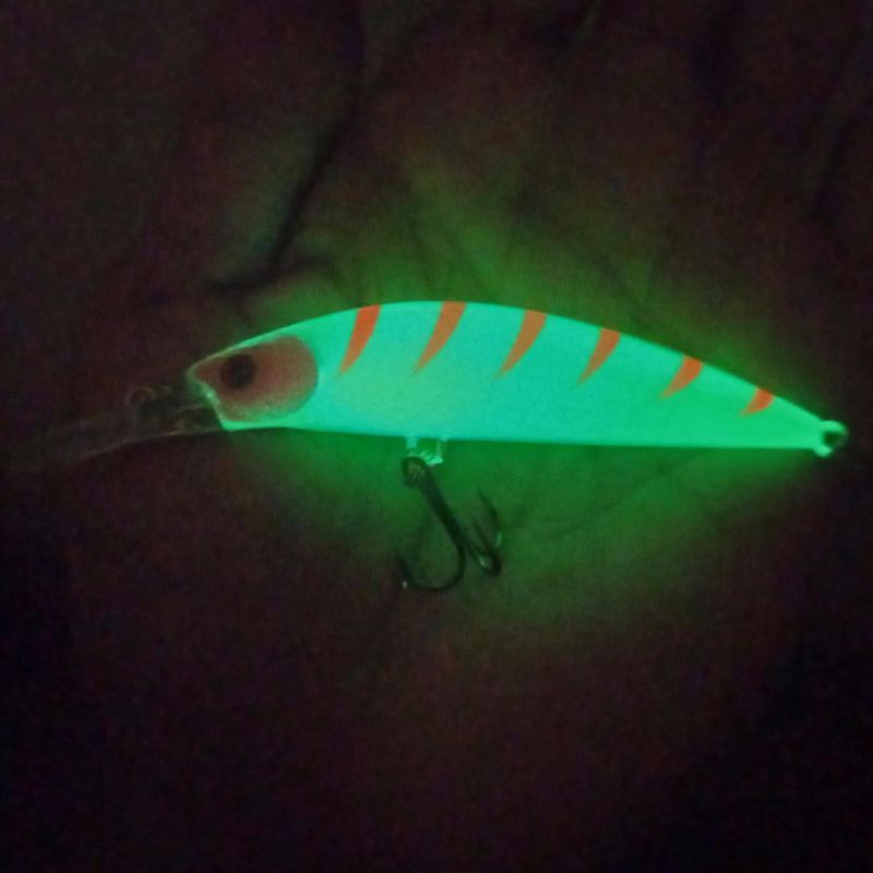 UMPAN MINOW LURE FACTORY LONG CAST LF7 FULL GLOW IN DARK 9CM/15GR