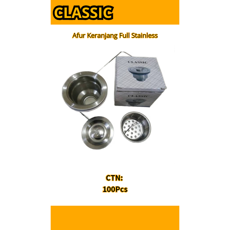 Afur Keranjang Full Stainless Saringan Bak Cuci Piring Wastafel Sink Afur Classic