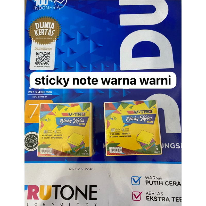

STICKY NOTE MEMO NEON 5 WARNA V-TRO 75x75MM