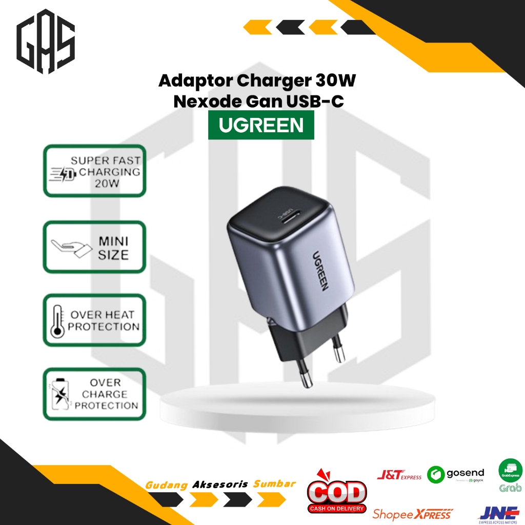 Ugreen Adaptor Charger 30W Nexode Gan & Nexode Gan Pro USB-C Super Fast Charging Original