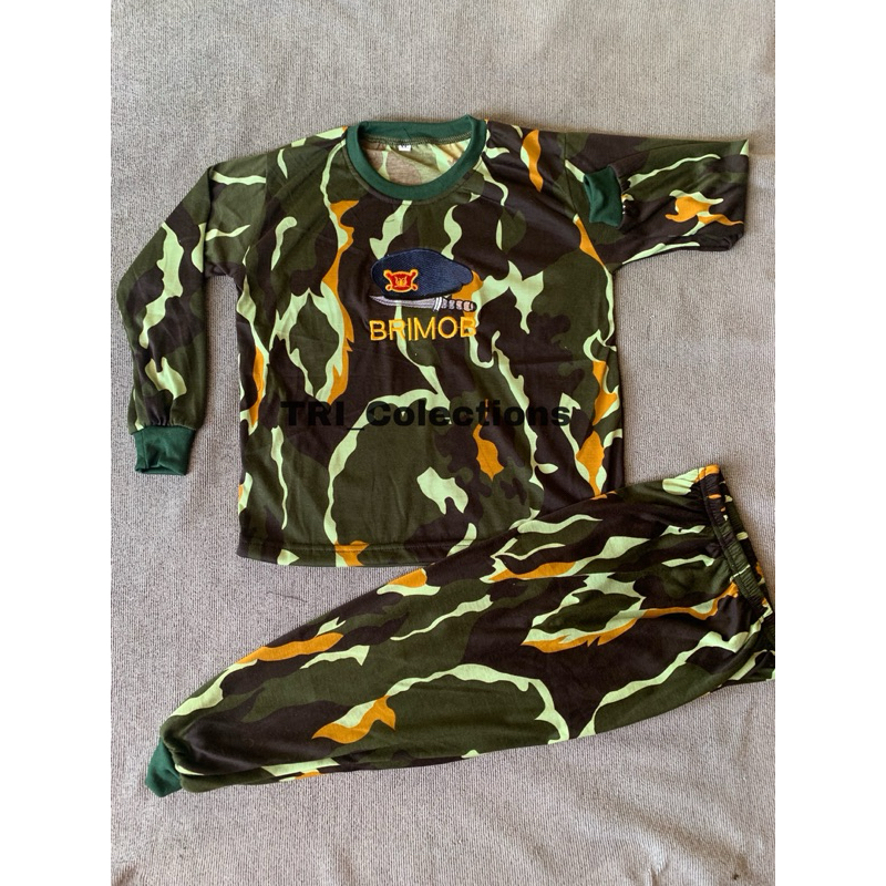 setelan kaos anak panjang loreng brimob - setelan pakaian anak loreng