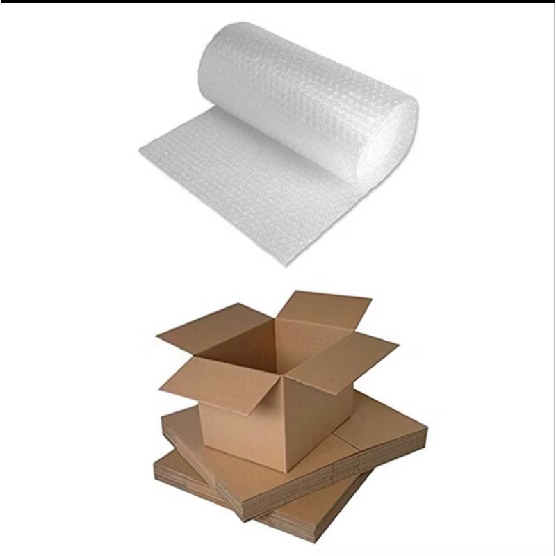 

packing kardus + bubble wrap