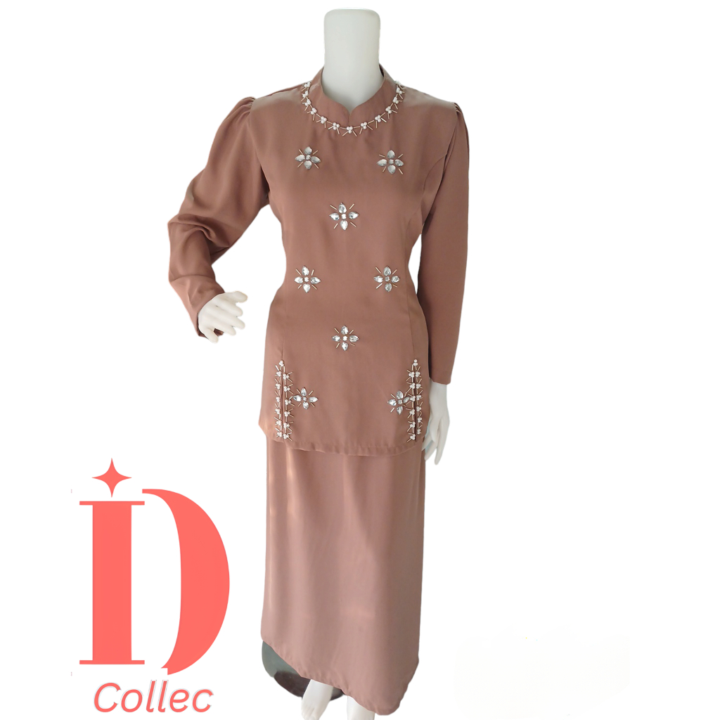 ID Baju Kurung Melayu Malaysia Dress Pesta Setelan Wanita Baju Kondangan Kekinian Full Payet belah p