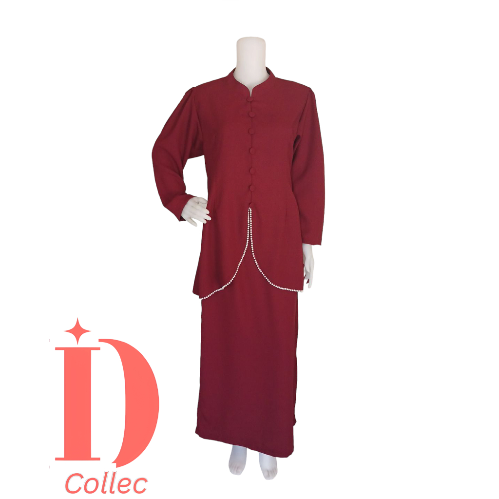ID Baju Kurung Melayu Malaysia Dress Pesta Setelan Wanita Baju Kondangan Kekinian Full Payet belah d