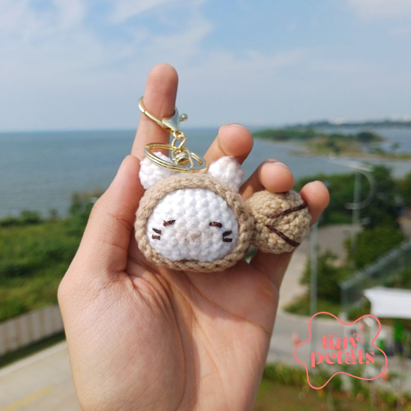 Amigurumi Crochet Taiyaki Cat Keychain | Gantungan Kunci Rajut Kucing Taiyaki