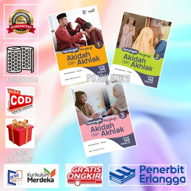 Buku AKIDAH & AKHLAK MA Kelas 10 11 12 KM Merdeka Erlangga