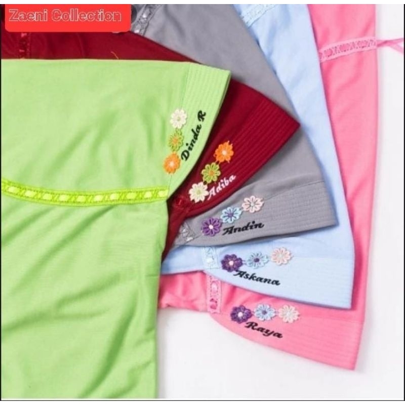 jilbab anak tk / sd /jilbab sekolah motif bunga free nama/ jilbab sekolah /  kerudung motif bunga bo